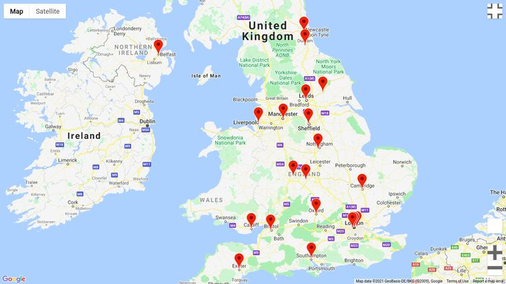 Russell Group Of Universities, Map, UK